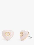 Coach Enamel Heart Stud Earrings, White