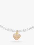 Coach Sculpted C Heart Pendant Faux Pearl Choker Necklace, Pearl/Gold