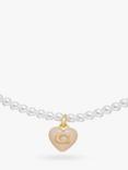 Coach Sculpted C Heart Pendant Faux Pearl Choker Necklace, Pearl/Gold