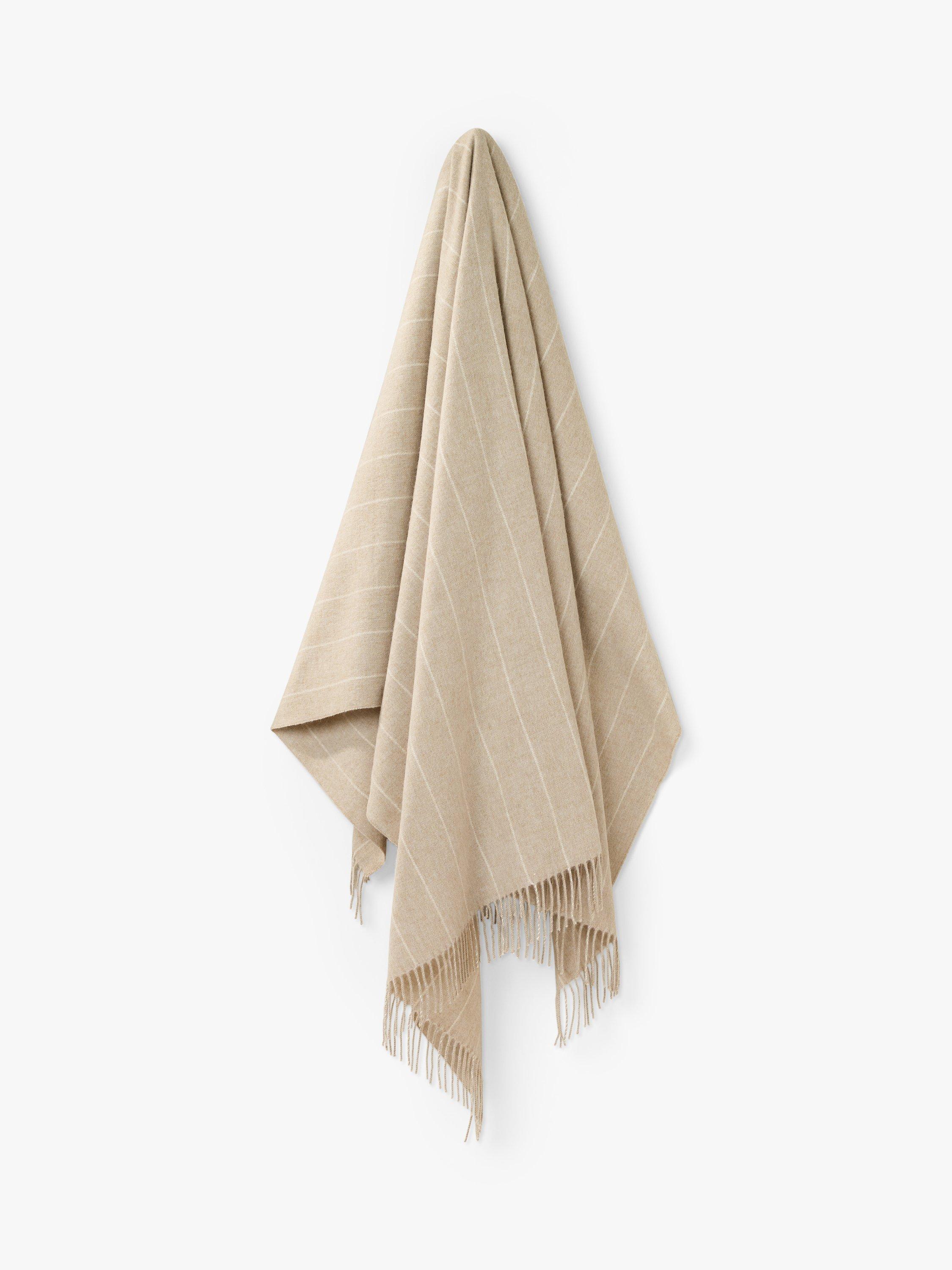 Bronte by Moon Pinstripe Merino Wool Throw, Natural