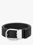 Montblanc Leather Reversible 4810 Tree Bark Print Horseshoe Buckle Belt, Black