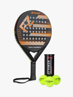Forza Blast Spin Padel Ball Racket and 1 Tube of 3 Game Balls Set, Black/Orange, Black/Orange