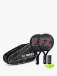 Forza Thunder Padel Ball Rackets and Bag Set and 1 Tube of 3 Game Balls, Black/Red