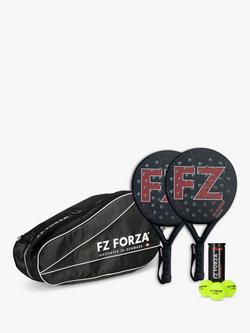 Forza Thunder Padel Ball Rackets and Bag Set and 1 Tube of 3 Game Balls, Black/Red, Black/Red