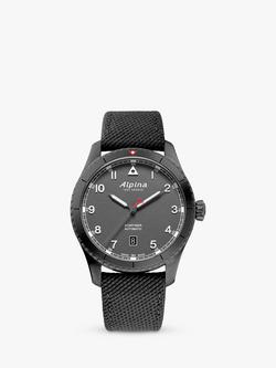 Alpina AL-525G4TS26 Men's Startimer Pilot Automatic Leather Strap Watch, Grey, Grey