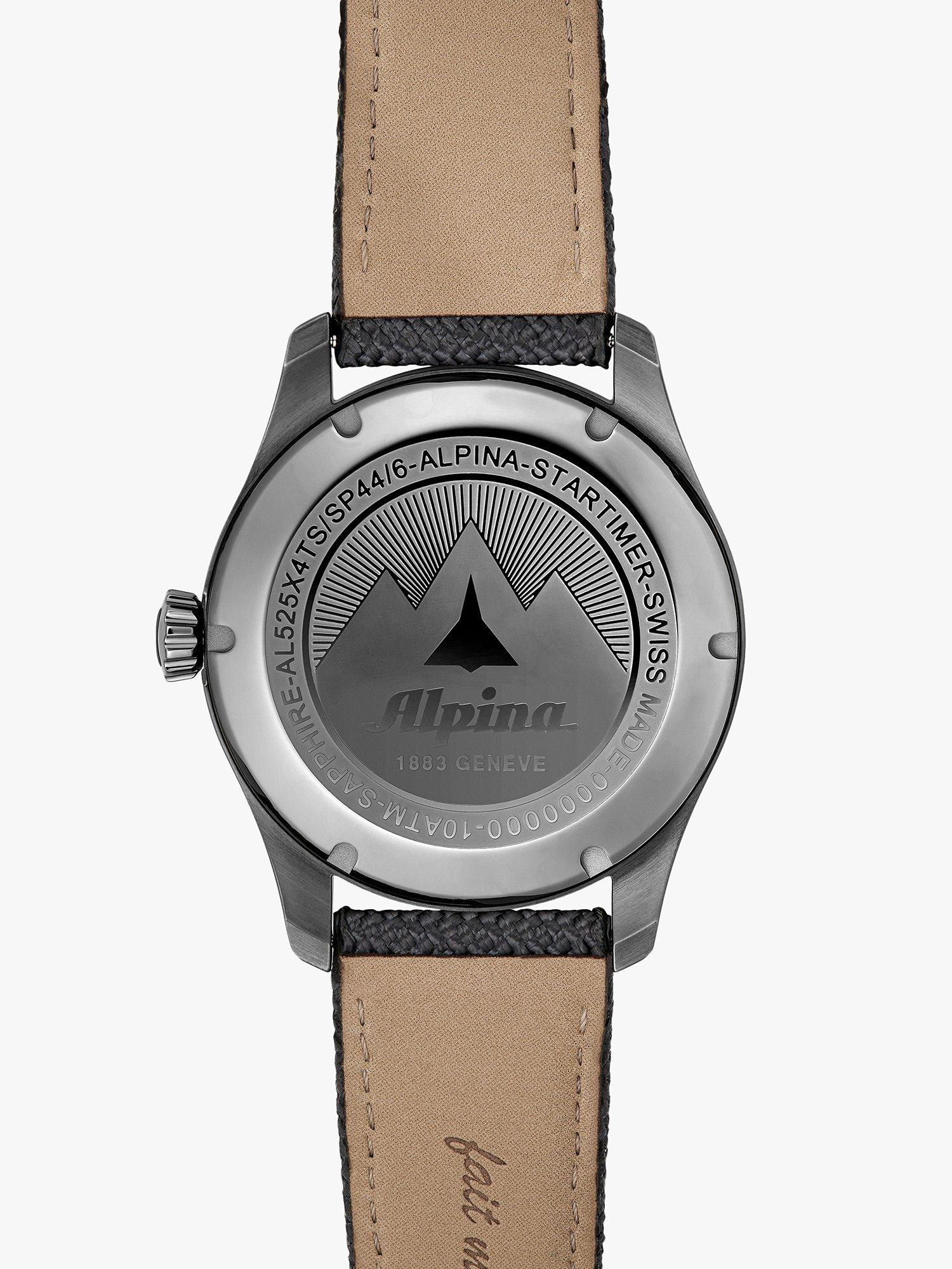 Product image 2 of 4, which shows Alpina AL-525G4TS26 Men's Startimer Pilot Automatic Leather Strap Watch, Grey