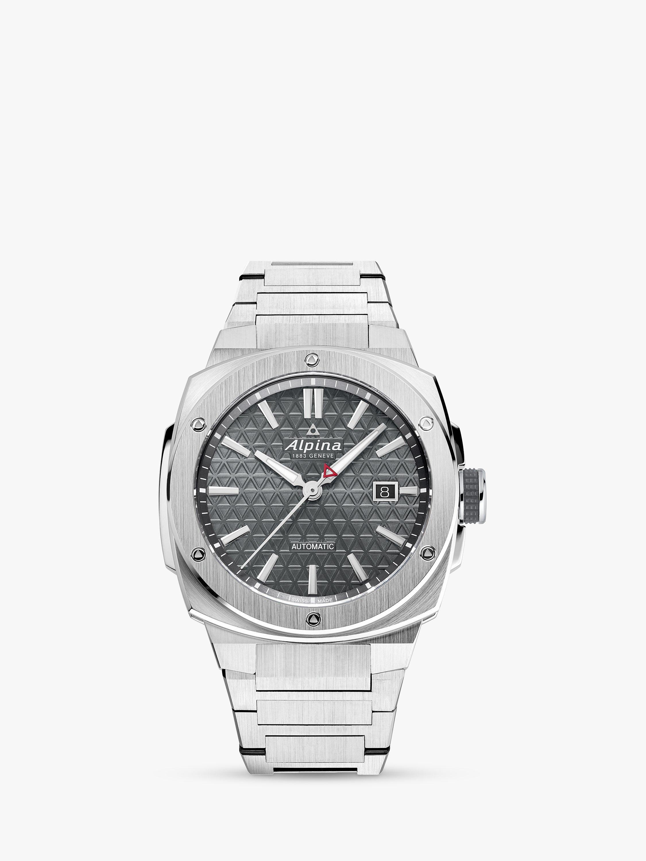 Product image 1 of 4, which shows Alpina AL-525 Men's Alpiner Extreme Automatic Bracelet Strap Watch, Silver Grey
