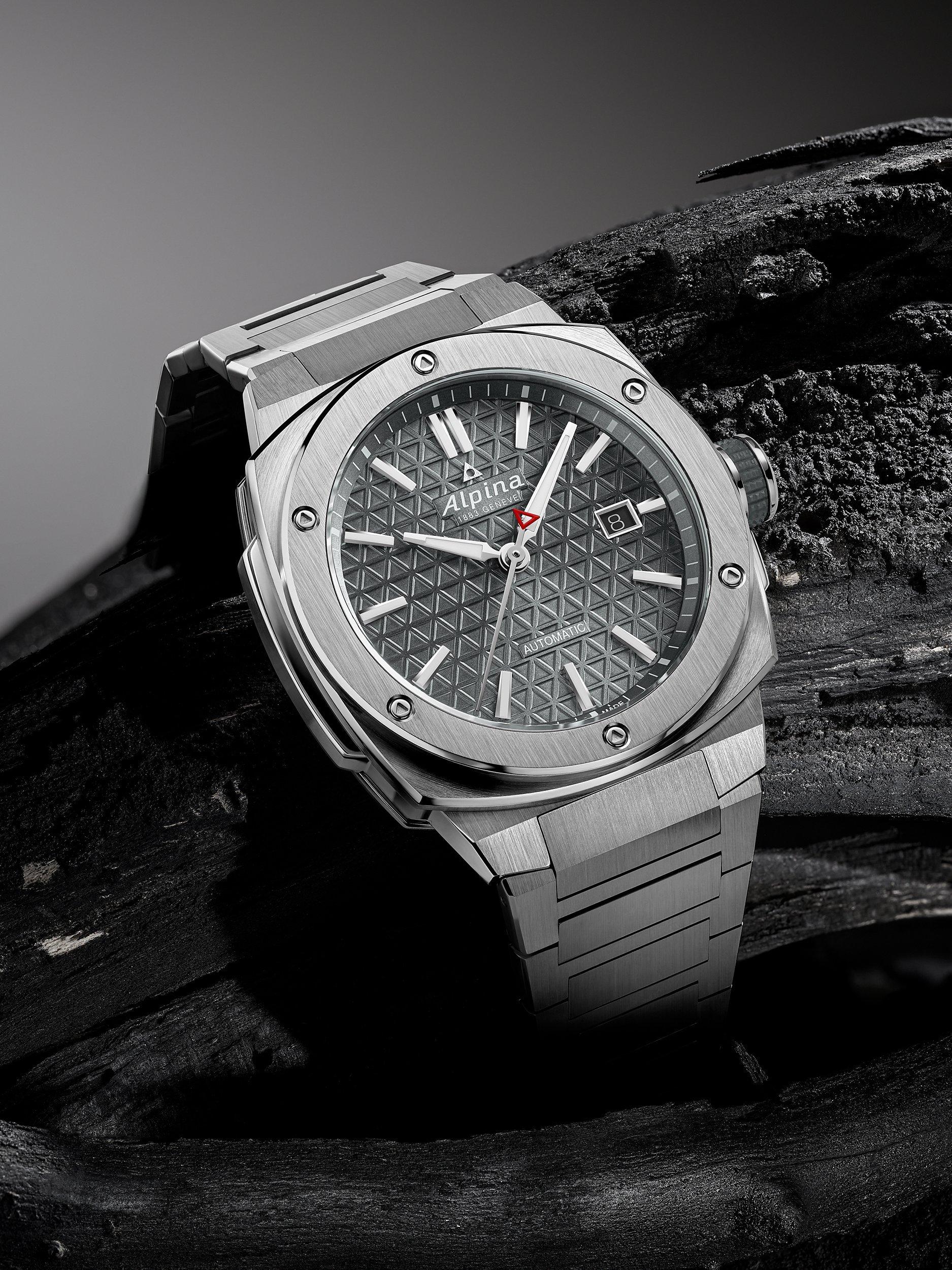 Product image 2 of 4, which shows Alpina AL-525 Men's Alpiner Extreme Automatic Bracelet Strap Watch, Silver Grey