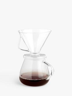 John Lewis Icon Glass Pour Over Coffee Maker, 590ml, Clear - view 2, Clear