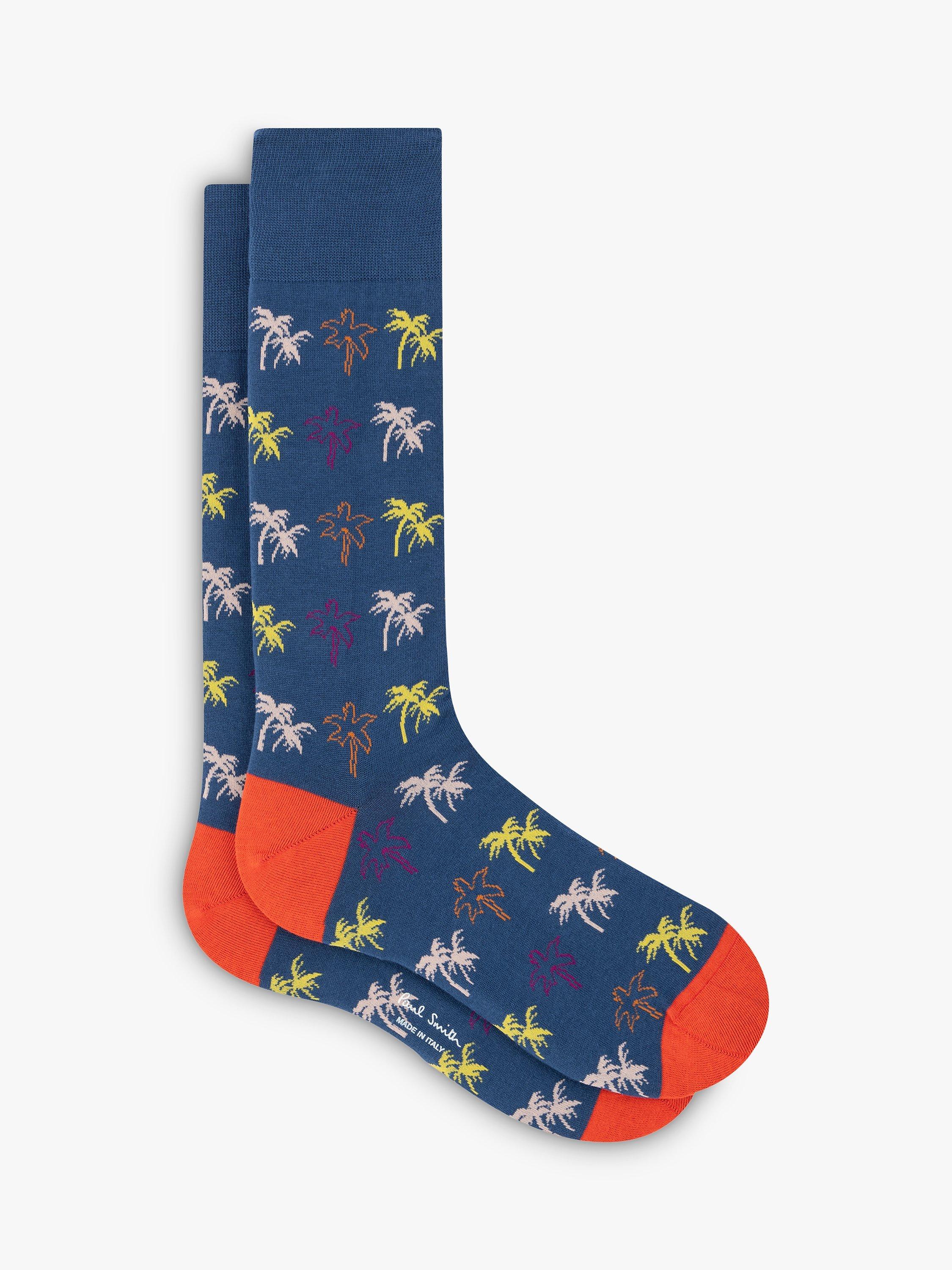 Paul Smith Felix Palm Print Socks, Blue/Multi