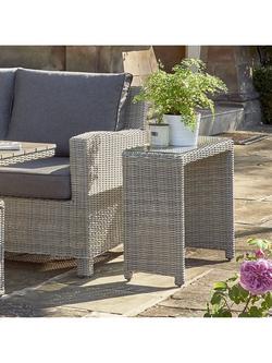 KETTLER Palma Glass Top Garden Side Table - view 2, White Wash