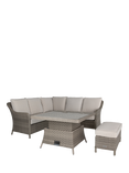 KETTLER Charlbury Signature 6-Seater Mini Corner Garden Lounging/Dining Set with Glass Top High/Low Table, Natural