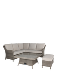 KETTLER Charlbury Signature 6-Seater Mini Corner Garden Lounging/Dining Set with Glass Top High/Low Table, Natural