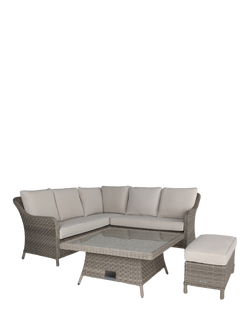 KETTLER Charlbury Signature 6-Seater Mini Corner Garden Lounging/Dining Set with Glass Top High/Low Table, Natural - view 2, Natural