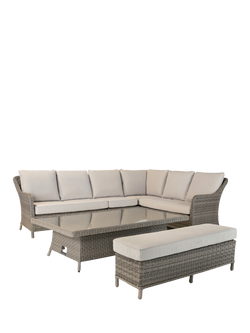 KETTLER Charlbury Signature 8-Seater Corner Garden Lounging/Dining Set with Glass Top High/Low Table, Natural - view 2, Natural