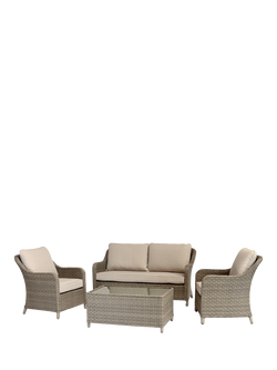 KETTLER Charlbury Signature 4-Seater Garden Lounging Set with Glass Top Coffee Table, Natural, Natural