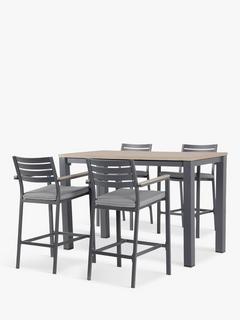 KETTLER Elba 4-Seater Garden High Dining Set, FSC-Certified (Teak Wood), Grey/Natural