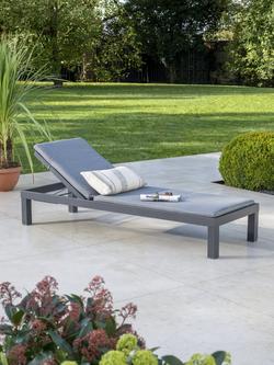 KETTLER Elba Garden Cushioned Sun Lounger, Grey - view 2, Grey