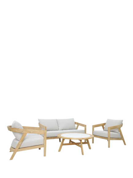 KETTLER Kubu 4-Seater Garden Lounging Set, FSC-Certified (Teak Wood), Natural/White, Natural/White