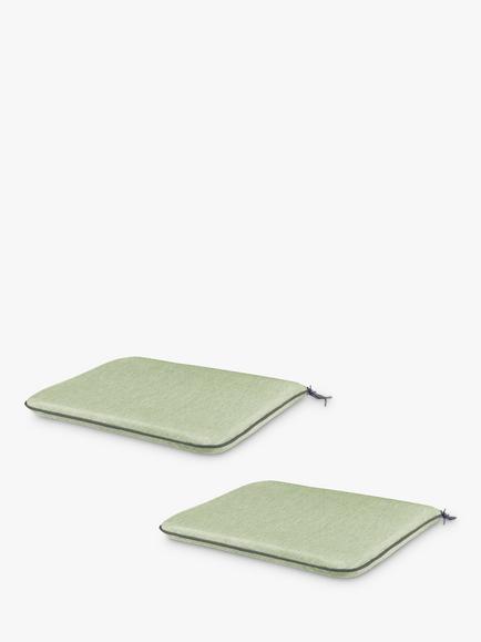 John Lewis Henley by KETTLER Straight Sided Garden Dining Chair Cushion, Set of 2, Grey, Sage