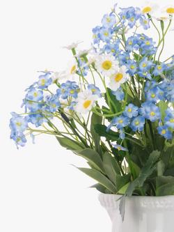 Floralsilk Artificial Forget Me Not & Daisy in a Ceramic Jug, H32cm, Blue/White - view 2, Blue/White