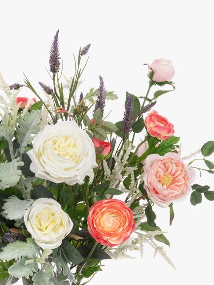 Floralsilk Artificial Rose & Ranunculus in Glass Vase, H64cm, Pink/White - view 2, Pink/White