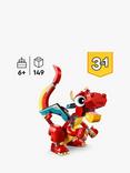 LEGO Creator 3in1 Red Dragon Toy with Animal Figures 31145