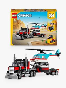 LEGO Creator 3in1 Flatbed Truck with Helicopter Toy 31146, Multi
