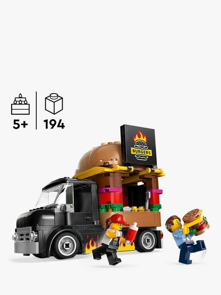 LEGO City Burger Van Food Truck Vehicle Toy Set 60404 - view 2, Multi