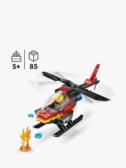 LEGO City Fire Rescue Helicopter Toy Vehicle Set 60411 - view 2, Multi