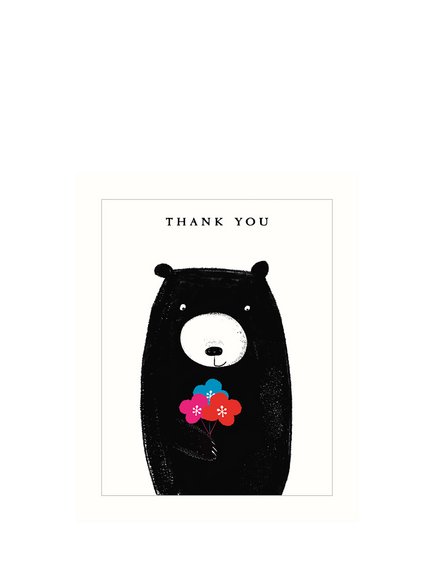 Art File Bear With Flowers Thank You Greetings Card, Multi