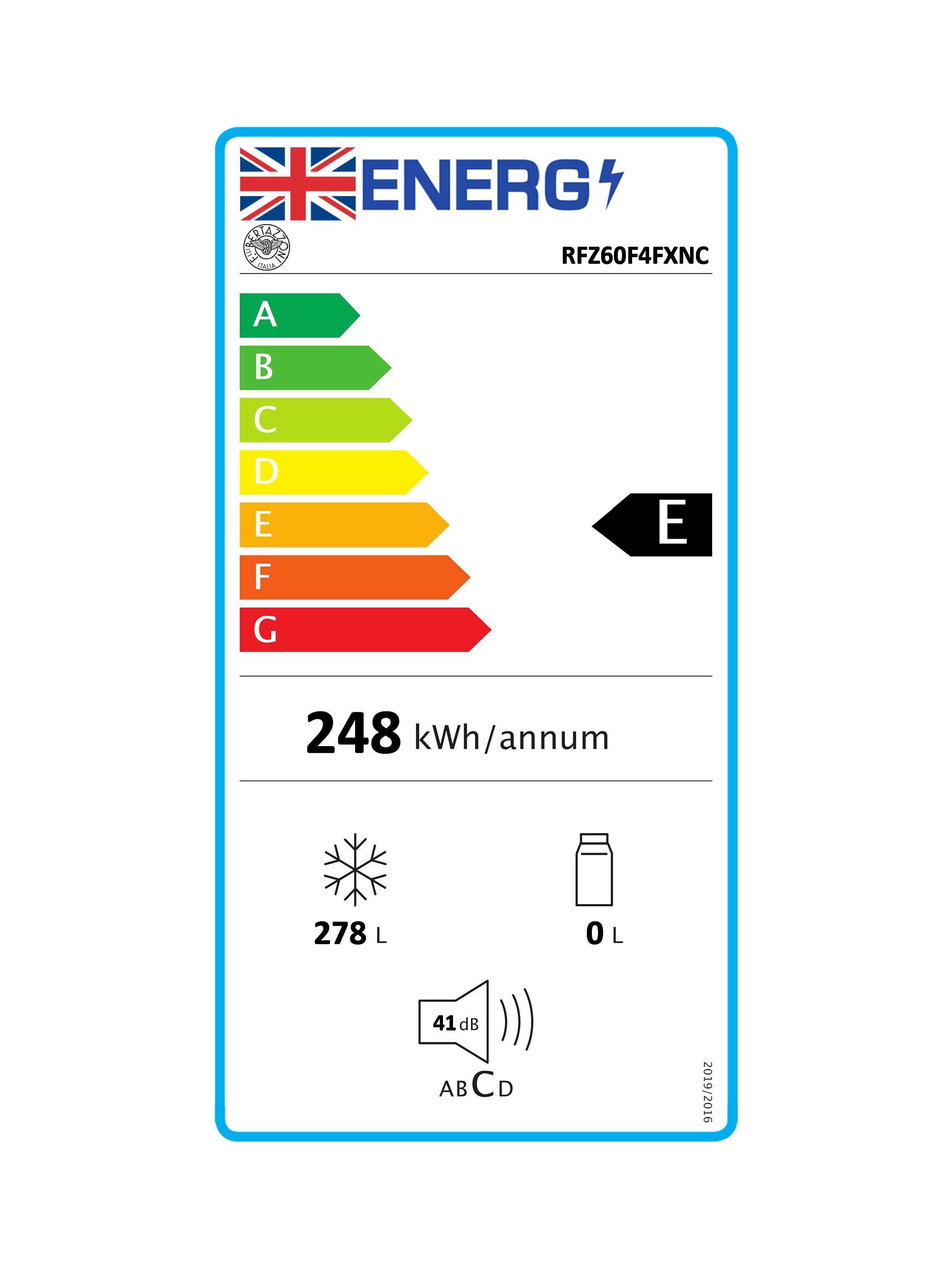 This item is rated E for energy efficiency on a scale from A (most efficient) to G (least efficient).