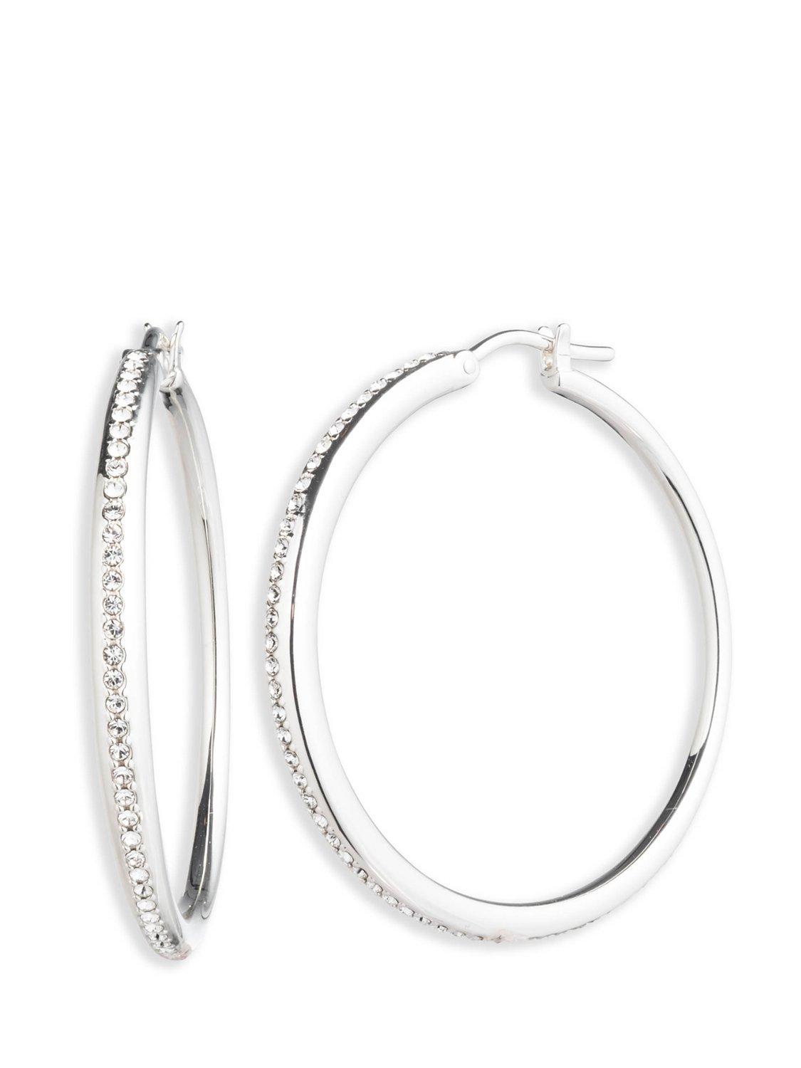 Lauren Ralph Lauren Sterling Silver Crystal Hoop Earrings, Silver