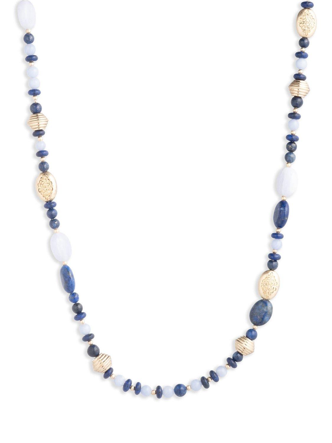 Lauren Ralph Lauren Gemstone Beaded Necklace Gold Blue