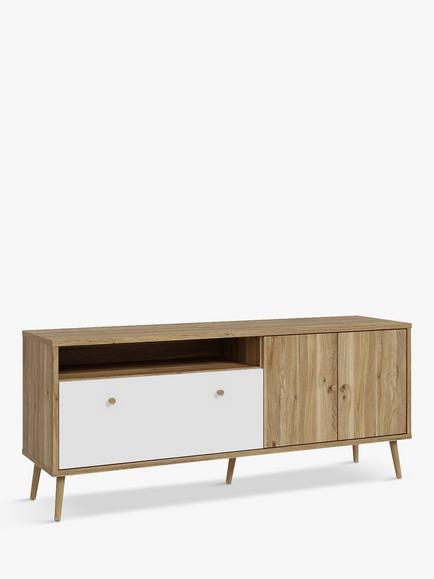 EasyKlix Harllson TV Unit, White/Oak