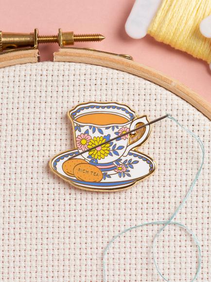 Caterpillar Cross Stitch Teacup Needle Minder, Multi