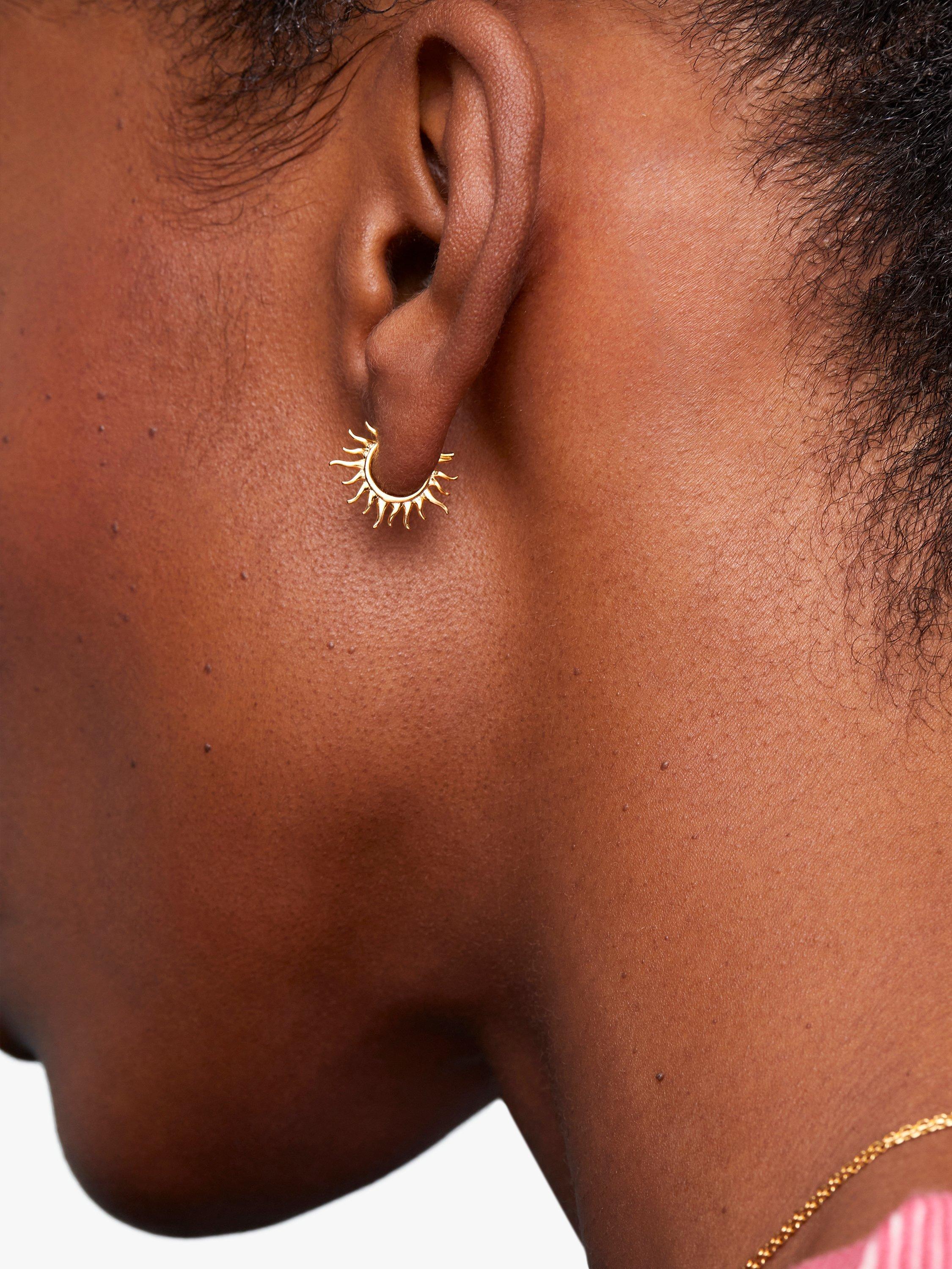 Product image 2 of 2, which shows Estella Bartlett Sun Huggie Hoop Earrings, Gold
