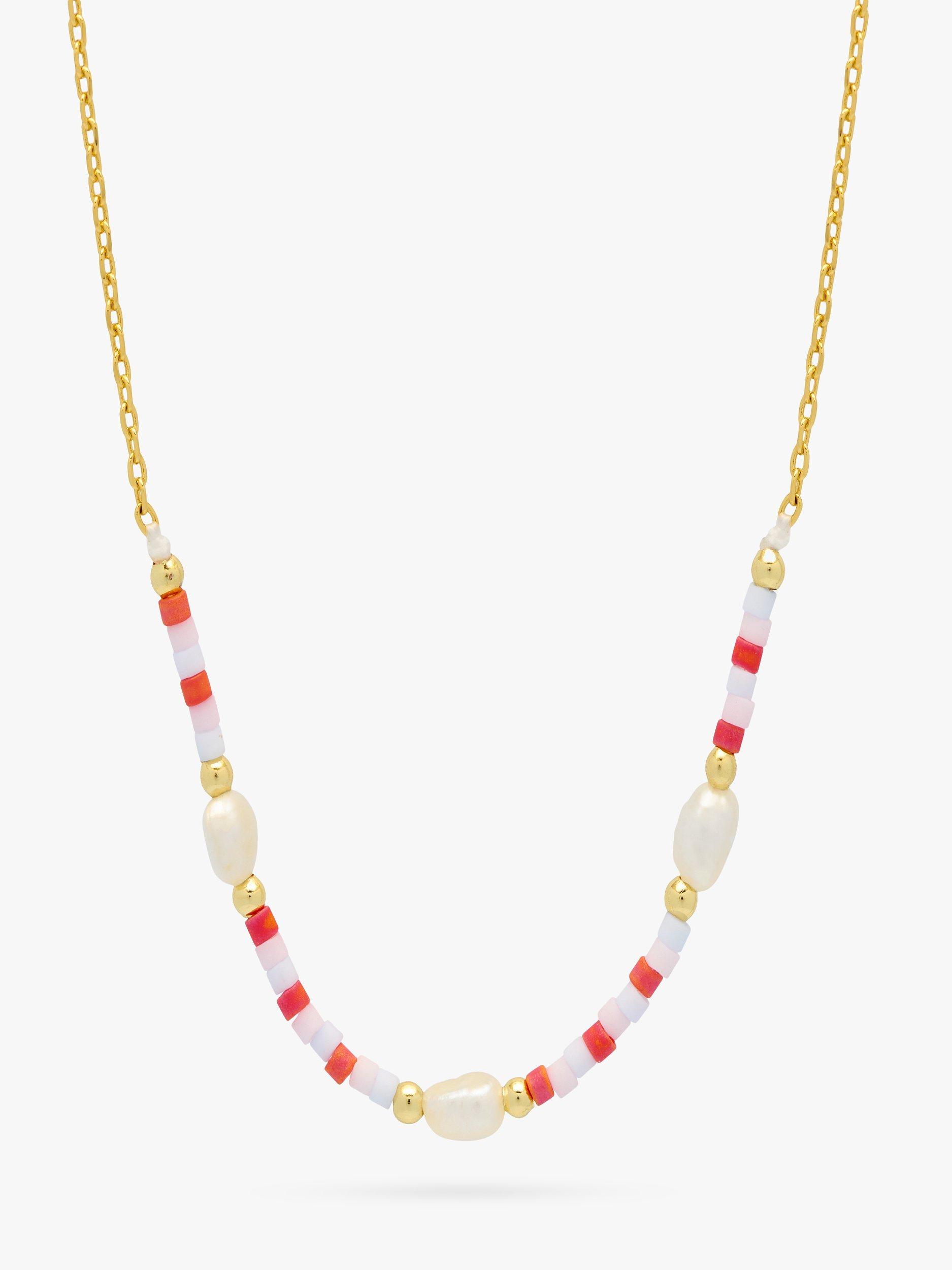 Product image 1 of 4, which shows Estella Bartlett Miyuki Pearl Necklace, Gold/Multi