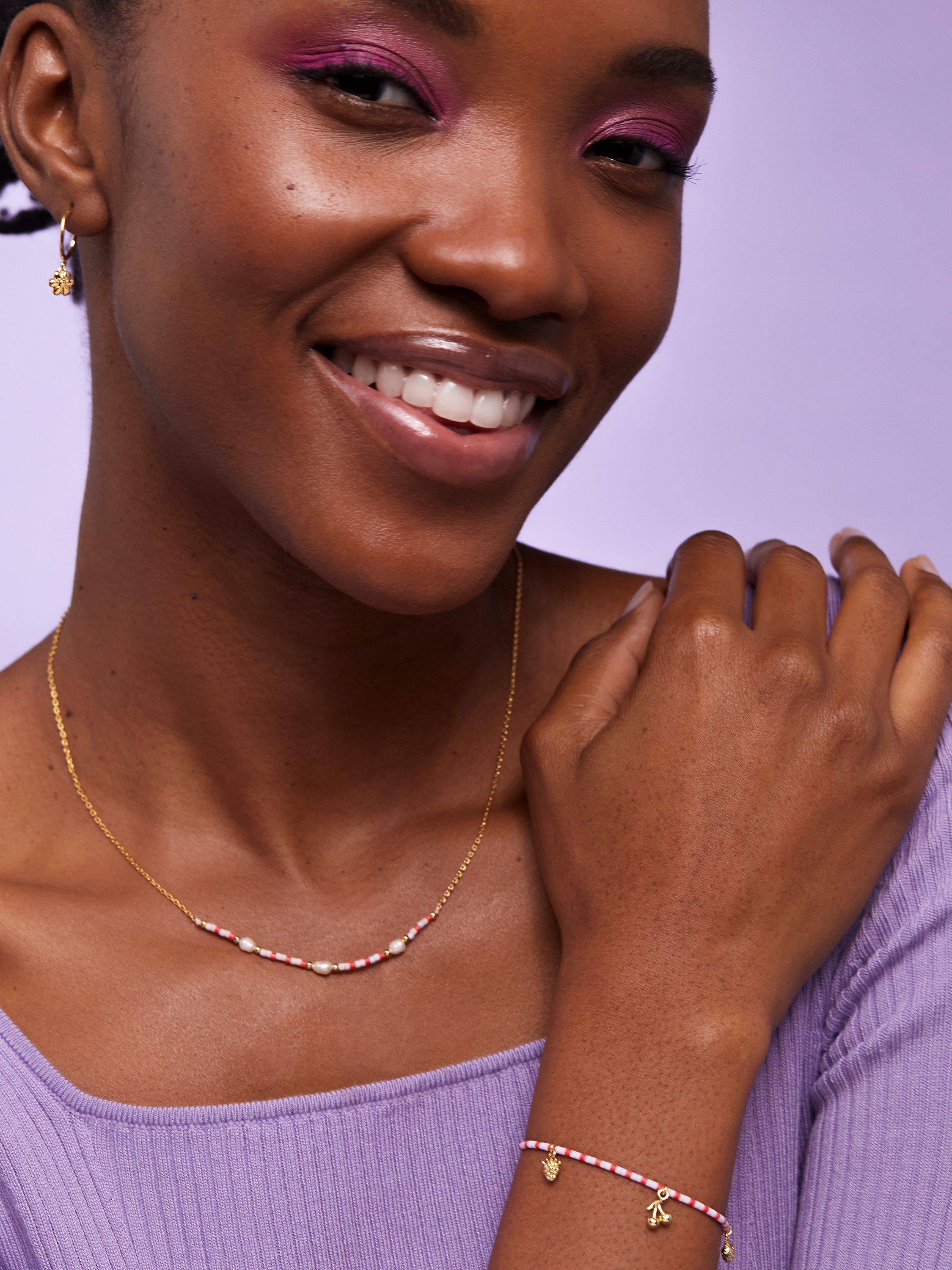 Product image 3 of 4, which shows Estella Bartlett Miyuki Pearl Necklace, Gold/Multi