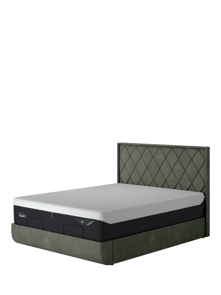 TEMPUR® Arc™ Static Disc Quilted Upholstered Bed Frame, King Size, Dark Green