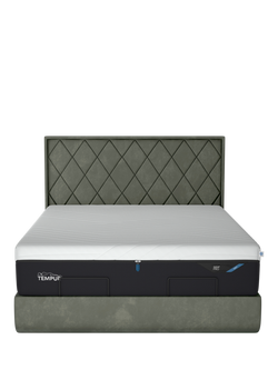 TEMPUR® Arc™ Static Disc Quilted Upholstered Bed Frame, King Size - view 2, Dark Green