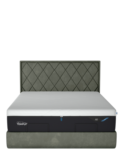 TEMPUR® Arc™ Static Disc Quilted Upholstered Bed Frame, King Size - view 2, Dark Green