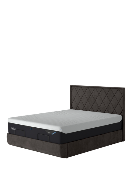 TEMPUR® Arc™ Static Disc Quilted Upholstered Bed Frame, Super King Size, Grey