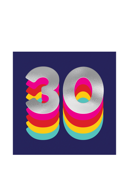 Redback Cards Navy 30th Birthday Card, Multi