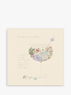 The Proper Mail Company Floral Gin Glass Birthday Card