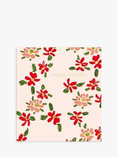 Woodmansterne Red Flowers Birthday Card