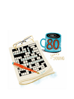 Woodmansterne Crossword Puzzle 80th Birthday Card, Multi