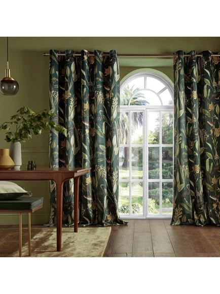 Graham & Brown Glasshouse Pair Lined Eyelet Curtains, Green, Green