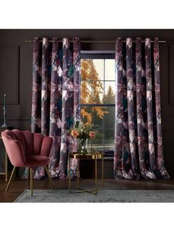 Graham & Brown Timepiece Pair Lined Eyelet Curtains, Amethyst, Amethyst