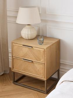 John Lewis Estate 2 Drawer Bedside Table, Natural - view 2, Natural